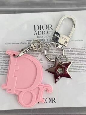 Dior beauty pink perfume keychain